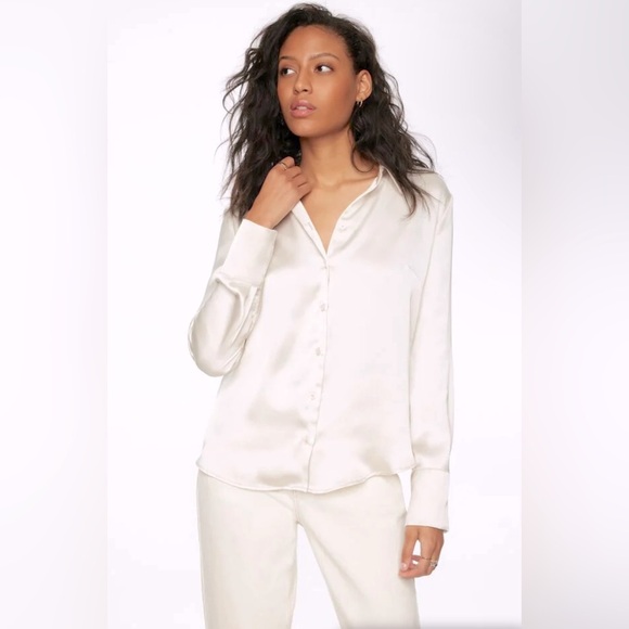 Slightly Used Slim Satin Button Up Shirt from Dynamite - Picture 1 of 2